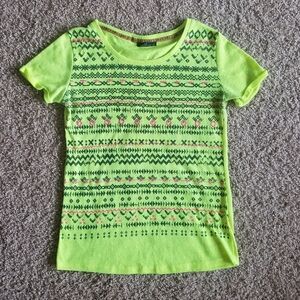 Fluorescent Green Geometric Pattern Top Good Condition
